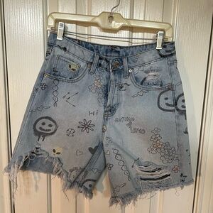 Wild Fable Blue Graphic Jean Shorts